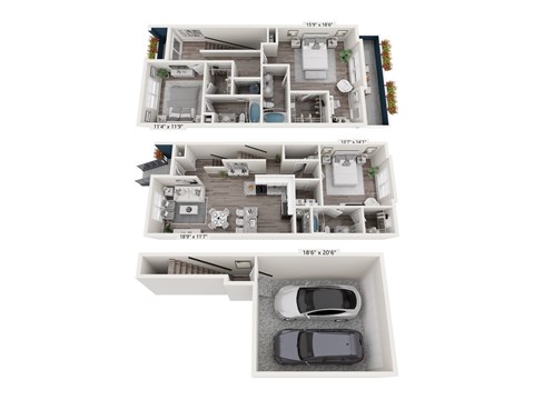 Floor plan for 3 beds, 3.5 baths, 1876 sqft